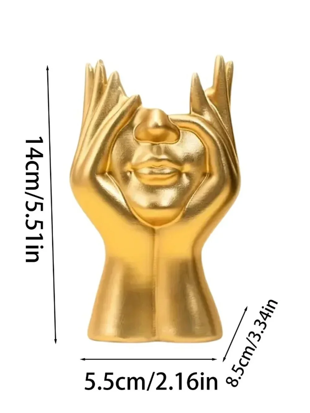 Half Face (Gold) Open Top Vase / Makeup Brush Holder (BRAND-NEW & SO‎ CUTE!)